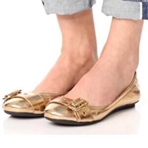 Marc Jacobs NWB Gold Metallic Scrunch Ballerina Flats size 8.5